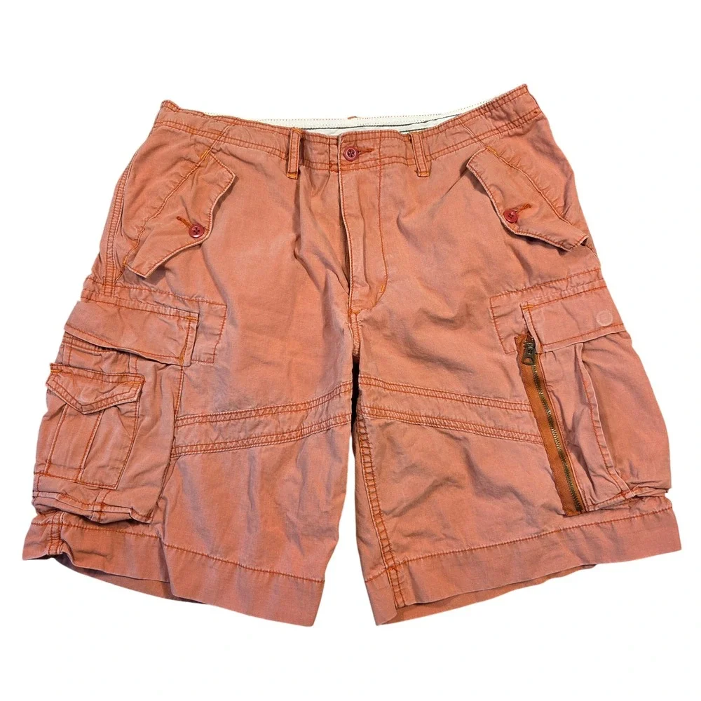 Polo by Ralph Lauren Surplus Fit Cargo Shorts Mens 33 Salmon Orange Y2k Preppy‎
